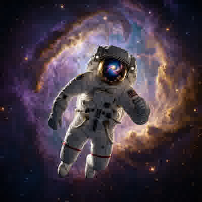 Astronaut in Deep Space Nebula - AI Video